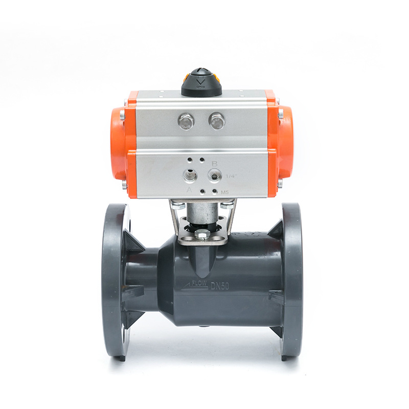 Pneumatic plastic ball valve UPVC flange