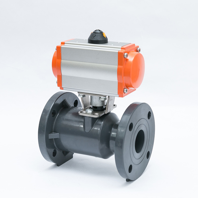 Pneumatic plastic ball valve UPVC flange
