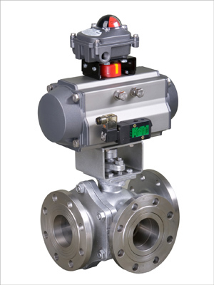 Pneumatic flange three-way ball valve,Q6