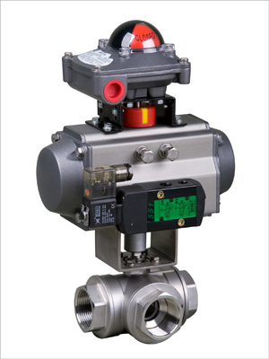 Pneumatic three-way threaded b